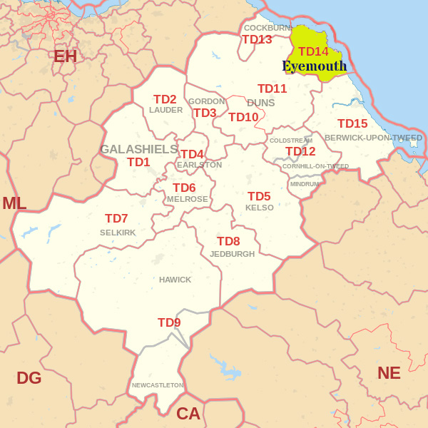 TD14 postcode map, ​​​​​​​​​​​​​​​​​​Selkirk​ skip hire